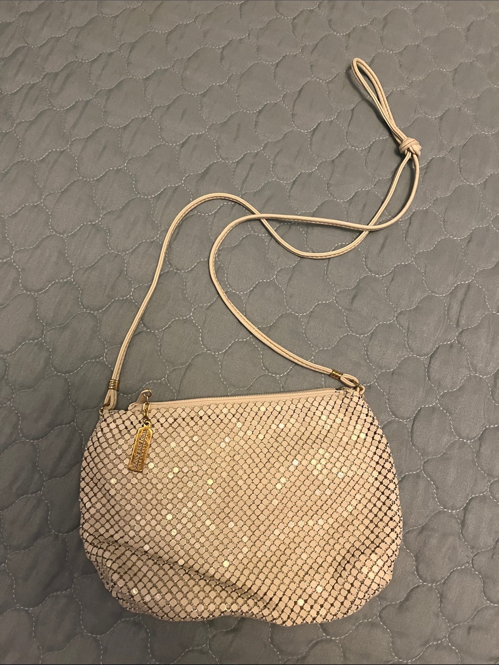 Whiting and Davis International Ivory White Vintage Chainmail mesh bag